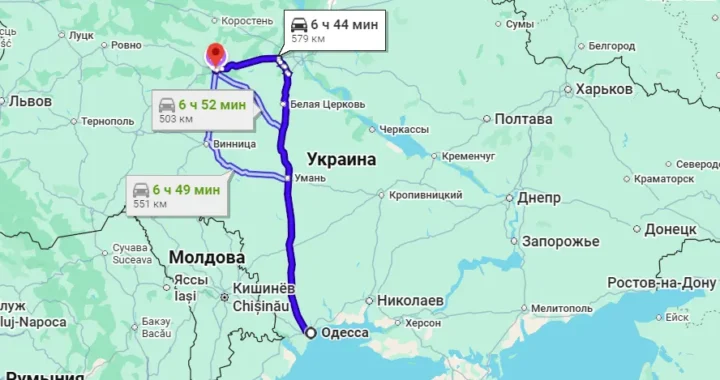 одесса житомир расстояние